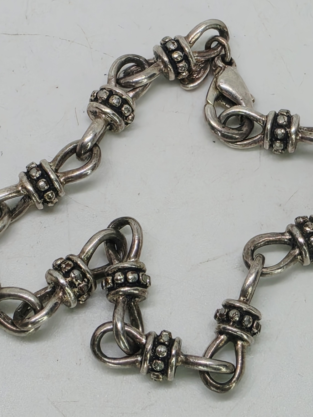 Vtg Premier Designs Lauren Silver Plated Pebbled Link Chain Bracelet - Picture 3 of 4